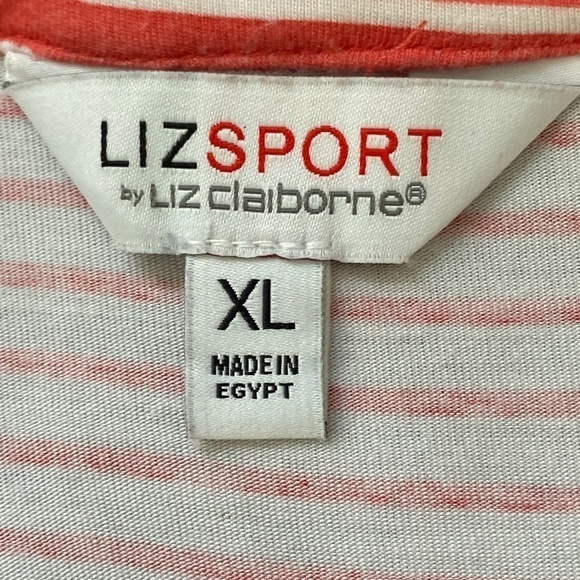 Liz Sport V-Neck Short Sleeve Striped Top Sz. XL - Picture 9 of 10